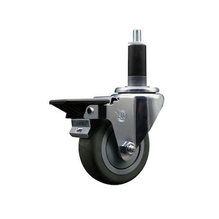 Service Caster 3.5'' Gray Poly Swivel 1-1/8'' Expanding Stem Caster with Brake SCC-EX20S3514-PPUB-PLB-118